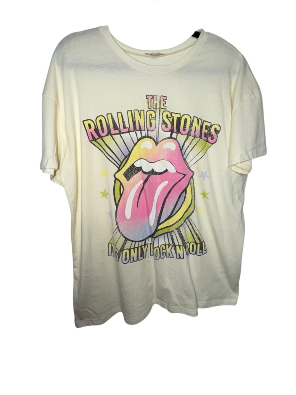 Gianni Bini Cream Kids Tee with Pink and Yellow Tongue Graphic